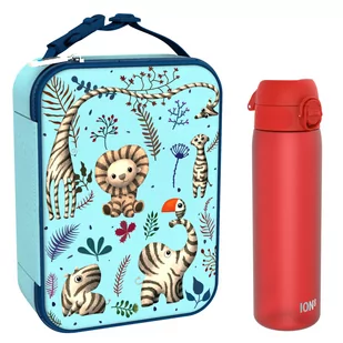 Zestaw śniadaniowy do szkoły ION8 Zebra Fan. Lunchbag i bidon 500ml z RECYCLON - Survival - akcesoria - miniaturka - grafika 1