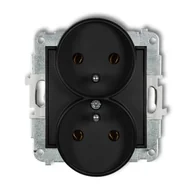 Gniazdka elektryczne - Karlik Gniazdo podwójne z uziemieniem bez przesł. ICON - czarny mat - miniaturka - grafika 1