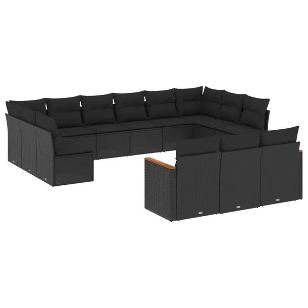 Zestaw mebli ogrodowych modułowych czarny rattan PE 62 x 62 x 69 cm