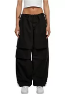 Spodnie damskie - Urban Classics Damskie spodnie z bawełny Parachute, czarny, S - miniaturka - grafika 1