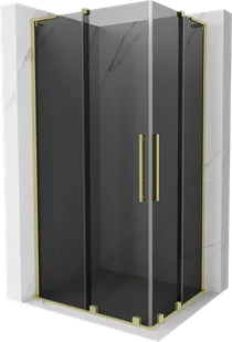 Mexen Velar L Duo kabina prysznicowa rozsuwana 100x90 cm, grafit, złota szczotkowana - 871-100-090-02-43-55 - Kabiny prysznicowe - miniaturka - grafika 1