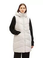 Kamizelki damskie - TOM TAILOR Damska kamizelka pikowana Longstyle, 16339-Clouds Grey, XXL - miniaturka - grafika 1