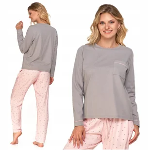 Pi��ama Damska Klasyczna Dwucz����ciowa D��ugi R��kaw Spodnie G��adka MORAJ XL - Piżamy damskie - miniaturka - grafika 1