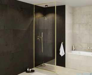 Besco Icon Gold 100x200cm kabina walk-in Złoty połysk/szkło przejrzyste ICG-100-200C - Kabiny prysznicowe - miniaturka - grafika 1