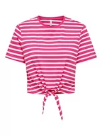 Koszulki i topy damskie - ONLY Kobiety ONLMAY S/S Short Knot TOP Box JRS T-Shirt, Shocking Pink, S, Shocking Pink, S - miniaturka - grafika 1
