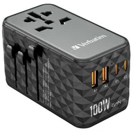Akcesoria podróżnicze - Verbatim Uniwersalny adapter podróżny World-to-World UTA-06 , 2x USB-C PD, QC 4+, 2x USB-A QC 3.0, czarny, 100 W - miniaturka - grafika 1