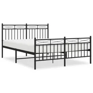 Łóżka - Metalowa rama łóżka z wezgłowiem i zanóżkiem, czarna, 135x190cm Lumarko! - miniaturka - grafika 1