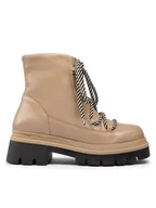 Botki damskie - Simple Botki SL-47-02-000069 Beżowy - miniaturka - grafika 1