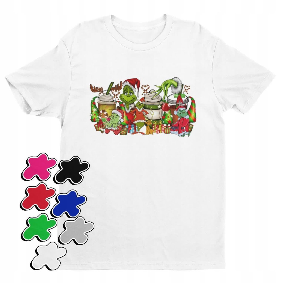 Koszulka T-Shirt Dziecięca Z Nadrukiem Grinch Święta Prezent -L 146-152