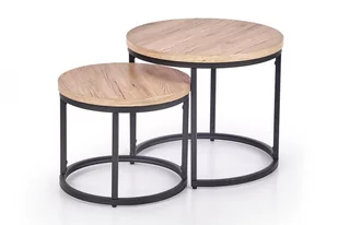 Zestaw 2 stolików kawowych okrągłych dąb remo HASTA Konsimo - Ławy i stoliki kawowe - miniaturka - grafika 1