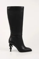 Kozaki damskie - Karl Lagerfeld kozaki skórzane KARL NFT HEEL damskie kolor czarny na szpilce KL39175 - miniaturka - grafika 1