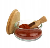 Pojemniki kuchenne - Pojemnik na przyprawy eleganckie szkło 210ml drewniana pokrywka czerpak - miniaturka - grafika 1