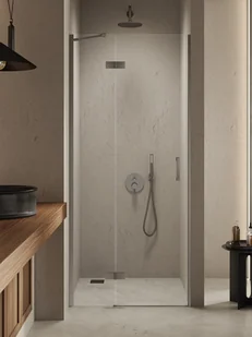 Drzwi prysznicowe uchylne lewe kolor stalowy 80 cm D-0927A New Trendy Nesta Gunmetal Brushed - Ścianki i drzwi prysznicowe - miniaturka - grafika 1
