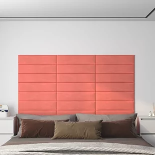 Lumarko Panele ścienne, 12 szt., różowe, 60x15 cm, aksamit, 1,08 m² - Panele ścienne i boazeria - miniaturka - grafika 1