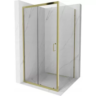 Mexen Apia kabina prysznicowa rozsuwana 90x90 cm, transparent, złota - Kabiny prysznicowe - miniaturka - grafika 1