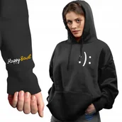 Bluzy damskie - Modna Czarna Bluza Damska Z Kapturem Happysad Rozmiar S Top100 Wiele Wzorów - miniaturka - grafika 1