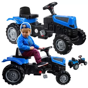 DUŻY TRAKTOR NA PEDAŁY DLA DZIECI 95CM NIEBIESKI Z591 - Zabawy w naśladowanie dorosłych - miniaturka - grafika 1
