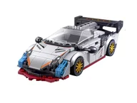 Klocki - Klocki Sportowy Samochód Wyścigowy Zestaw Klocków Auto Srebrne 01 - miniaturka - grafika 1