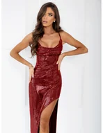 Sukienki - Cekinowa sukienka maxi na ramiączkach FIORELLA - czerwona - miniaturka - grafika 1