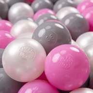 Zabawki do kąpieli - KiddyMoon, plastikowe piłeczki 7cm perła-szary-róż 50 - miniaturka - grafika 1