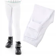 Legginsy - Ocieplane Elastyczne legginsy dziecięce Getry Produkt Polski Białe 140 - miniaturka - grafika 1