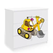 Komody dla dzieci - KocotKids Komoda do pokoju dziecięcego, babydreams, koparka, 81 cm, biel, mat - miniaturka - grafika 1