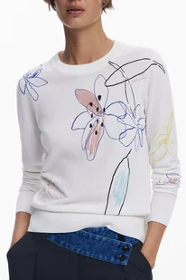 BIAŁY SWETER DAMSKI DESIGUAL - Koszulki i topy damskie - miniaturka - grafika 1