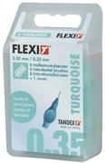 Szczoteczki międzyzębowe - Tandex A/S czyściki międzyzębowe FLEXI 0,35 x 2,5mm X-micro Turquise (morski) 6szt. w opak. - miniaturka - grafika 1