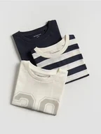 Koszulki dla chłopców - Reserved - Bawełniany t-shirt 3 pack - złamana biel - miniaturka - grafika 1