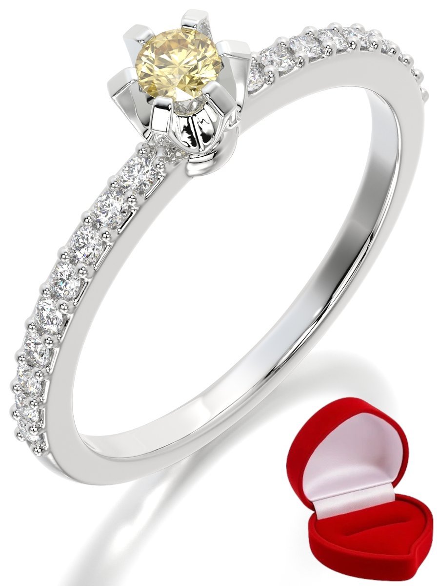 ZŁOTY PIERŚCIONEK ZARĘCZYNOWY 585 14k SZAFIR 0,09 ct BIAŁE ZŁOTO R25
