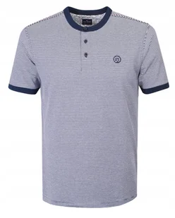 T-SHIRT Męski Koszulka w Serek w PASKI Bawełniana HEMP 3XL Pako Jeans - Koszulki męskie - miniaturka - grafika 1