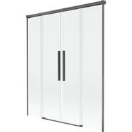 Parawany nawannowe - Mexen Rox parawan nawannowy 2-skrzydłowy rozsuwany 150 x 150 cm, transparent, gun gray szczotkowany - 8C9-150-002-66-00 - miniaturka - grafika 1