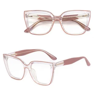 Damskie okulary kocie oczy zerówki do komputera BLUE LIGHT 25150C transparentny/beżowy - Okulary korekcyjne, oprawki, szkła - miniaturka - grafika 1