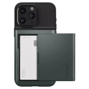 Etui Spigen Slim Armor CS do Apple iPhone 15 Pro Max - ciemnozielone - Etui i futerały do telefonów - miniaturka - grafika 6