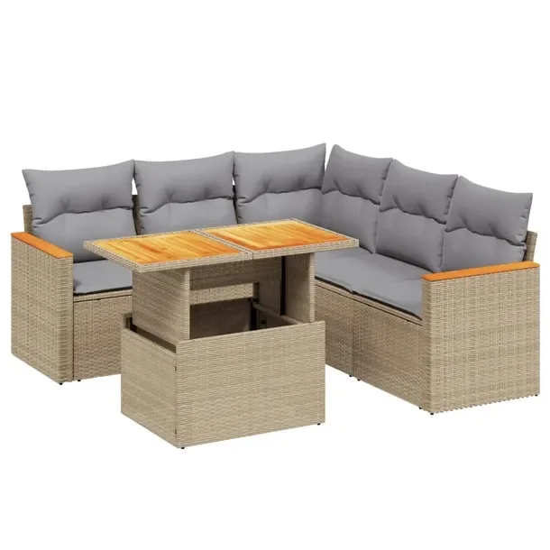 Zestaw mebli ogrodowych z rattanem PE, beżowy, wymiary: 62x62x69 cm, 55x62