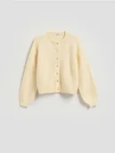 Swetry damskie - Reserved - Kardigan z wełną i alpaką - jasnożółty - miniaturka - grafika 1