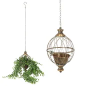 Donice - Esschert Design Wisząca metalowa donica z postarzanym efektem h32,5 cm - miniaturka - grafika 1