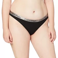 Majtki damskie - Calvin Klein Damskie stringi ze stretchem, czarny, L - miniaturka - grafika 1