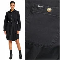 Sukienki - Lee ALL PURPOSE SHIRT DRESS Last Act czarna jeansowa sukienka damska L - miniaturka - grafika 1