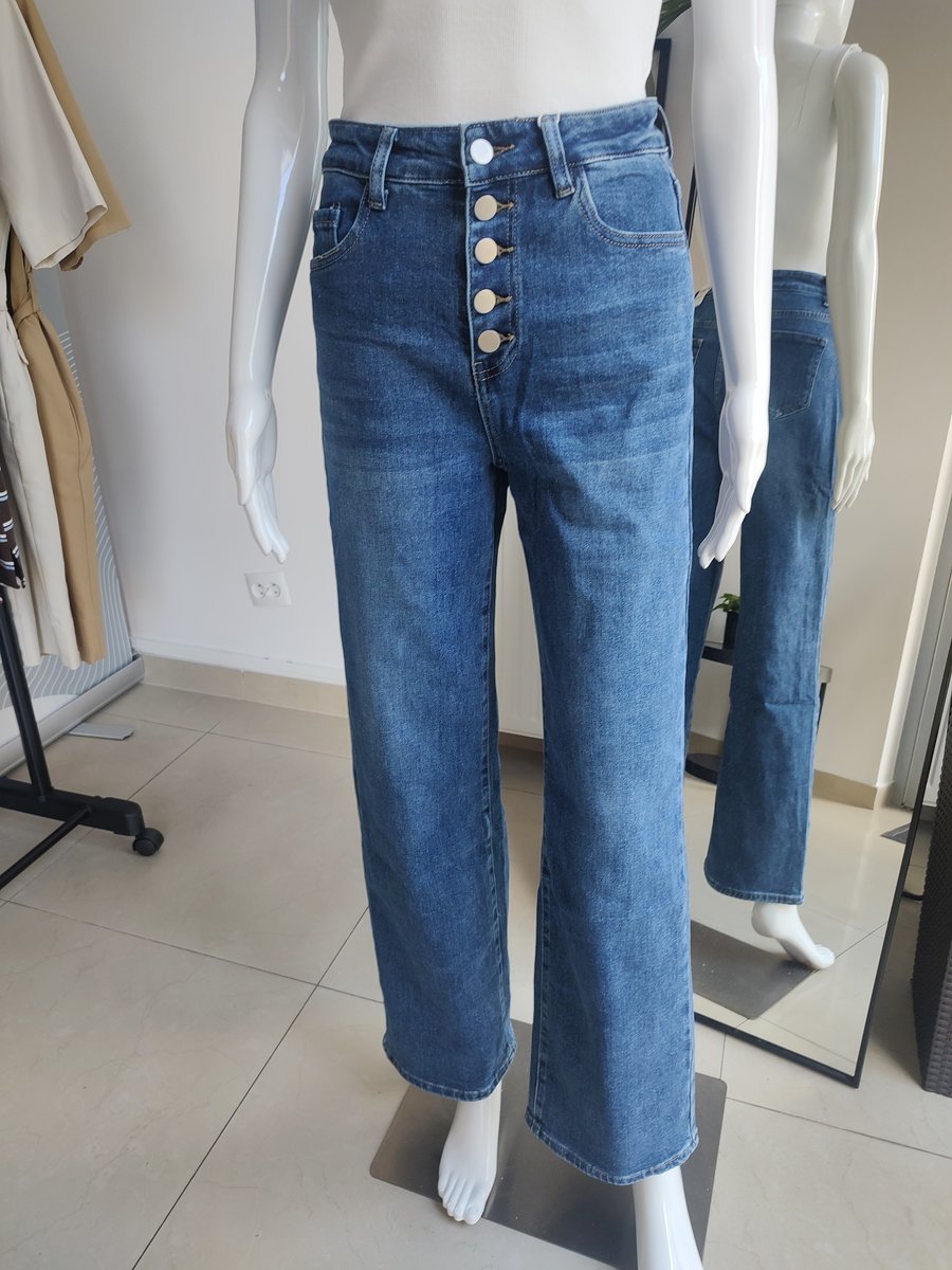 Jeansowe spodnie z szeroką nogawką - niebieski M M.Sara