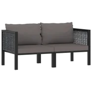 vidaXL 2-osobowa sofa ogrodowa z poduszkami, antracytowa, polirattan