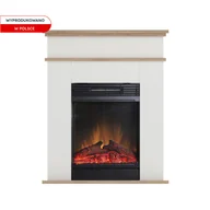 Kominki elektryczne - Warmtec Kominek elektryczny ścienny 1400W LED z funkcją grzania biały mat jasny dąb Fori - miniaturka - grafika 1