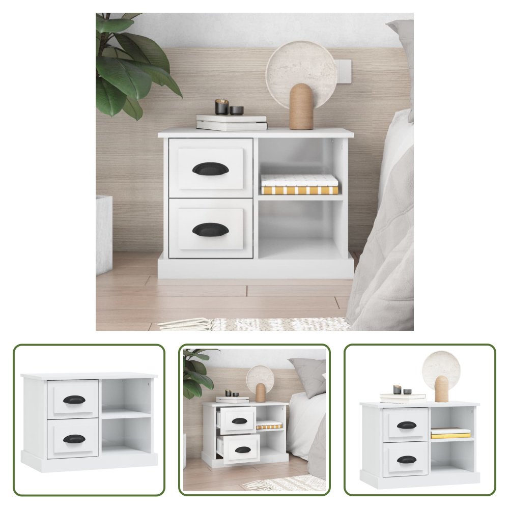 Szafka nocna Living Store biały wysoki połysk 60x35,5x45 cm