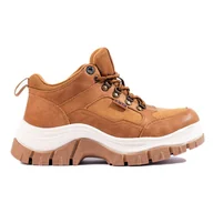 Sneakersy damskie - Sneakersy damskie Big Star KK274362 na grubej podeszwie beżowy - miniaturka - grafika 1