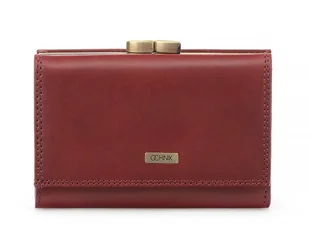 OCHNIK PL-189-41 czerwony skórzany portfel damski z biglem i zatrzaskiem PL-189-41 - Portfele - miniaturka - grafika 1