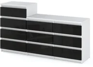 Szafki RTV - Komoda 10 Szuflad Meblościanka Rtv Pojemna Szafka 160cm Biały Czarny Połysk - miniaturka - grafika 1
