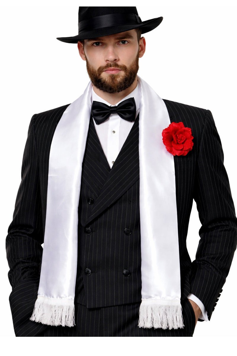 Biały Szalik Lata 20 Dodatek Do Stroju Gangstera