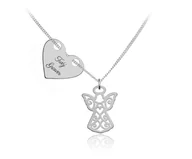 Biżuteria religijna - Srebrny naszyjnik - Ażurowy Aniołek z serduszkiem - grawer gratis! - miniaturka - grafika 1