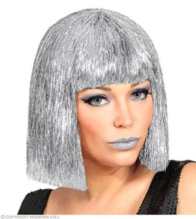 PERUKA BŁYSZCZĄCA SREBRNA - Dodatki do strojów karnawałowych - miniaturka - grafika 1