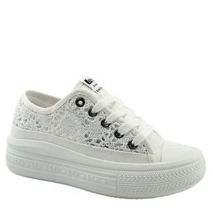 Lee Cooper LCW-23-44-1617L trampki damskie koronkowe białe - Trampki damskie - miniaturka - grafika 1